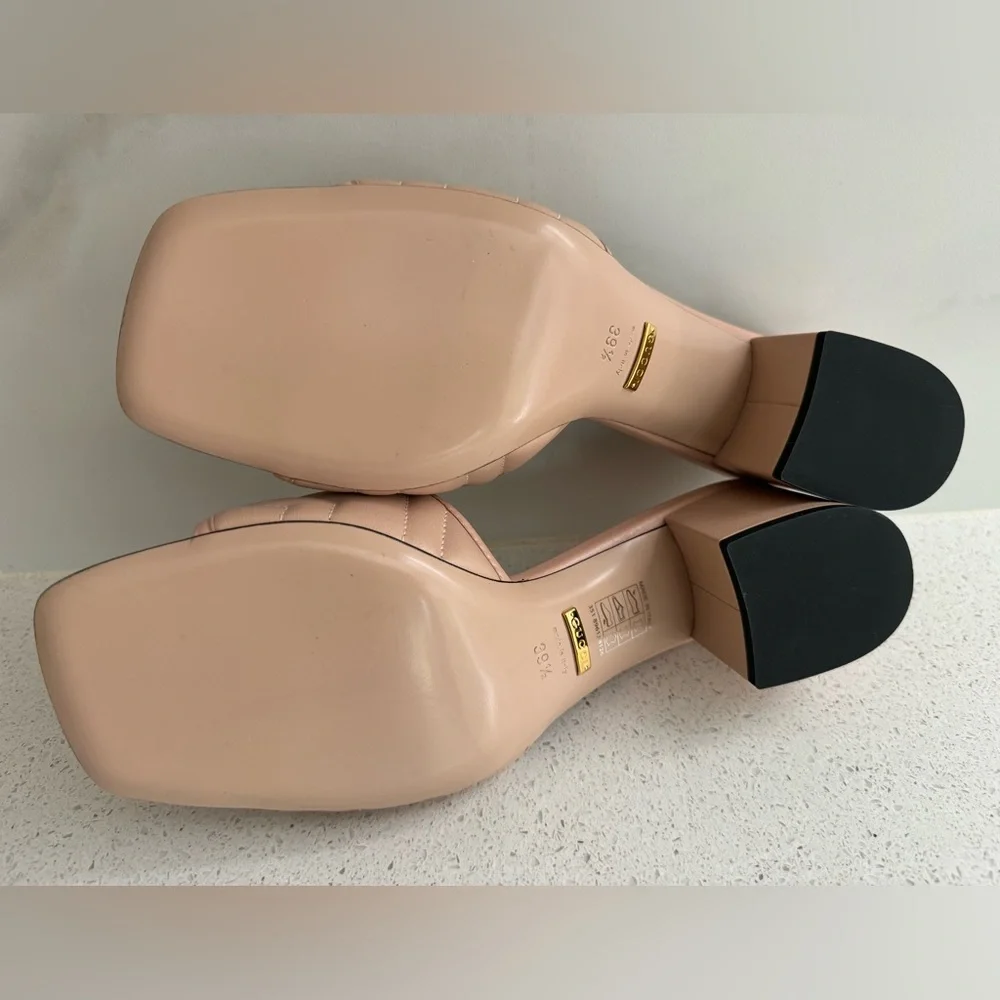 Gucci GG Block Heel Quilted Leather Sandals EU 39.5 US 9.5 Nude - Picture 8 of 8